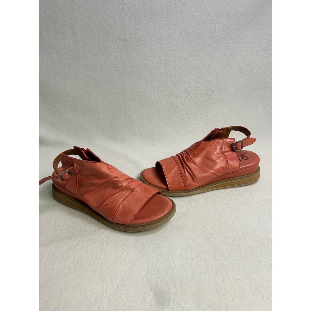 Boho Artisan Miz Mooz Womens 39 Coral Ruched Leather Conor Slingback Sandals